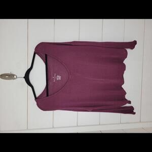 American Eagle Outfitters Soft & Sexy xs burgundy red ribbed oversized tee shirt